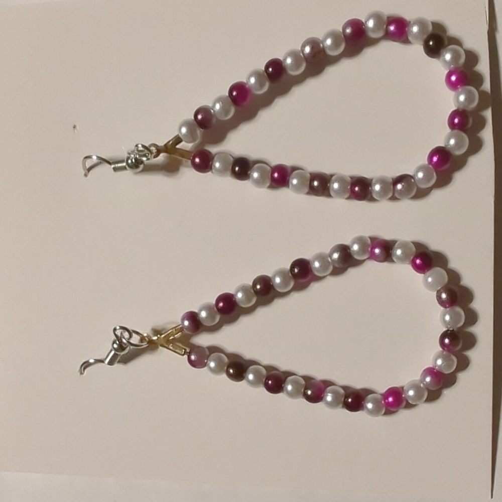 White and Purple handmade earrings